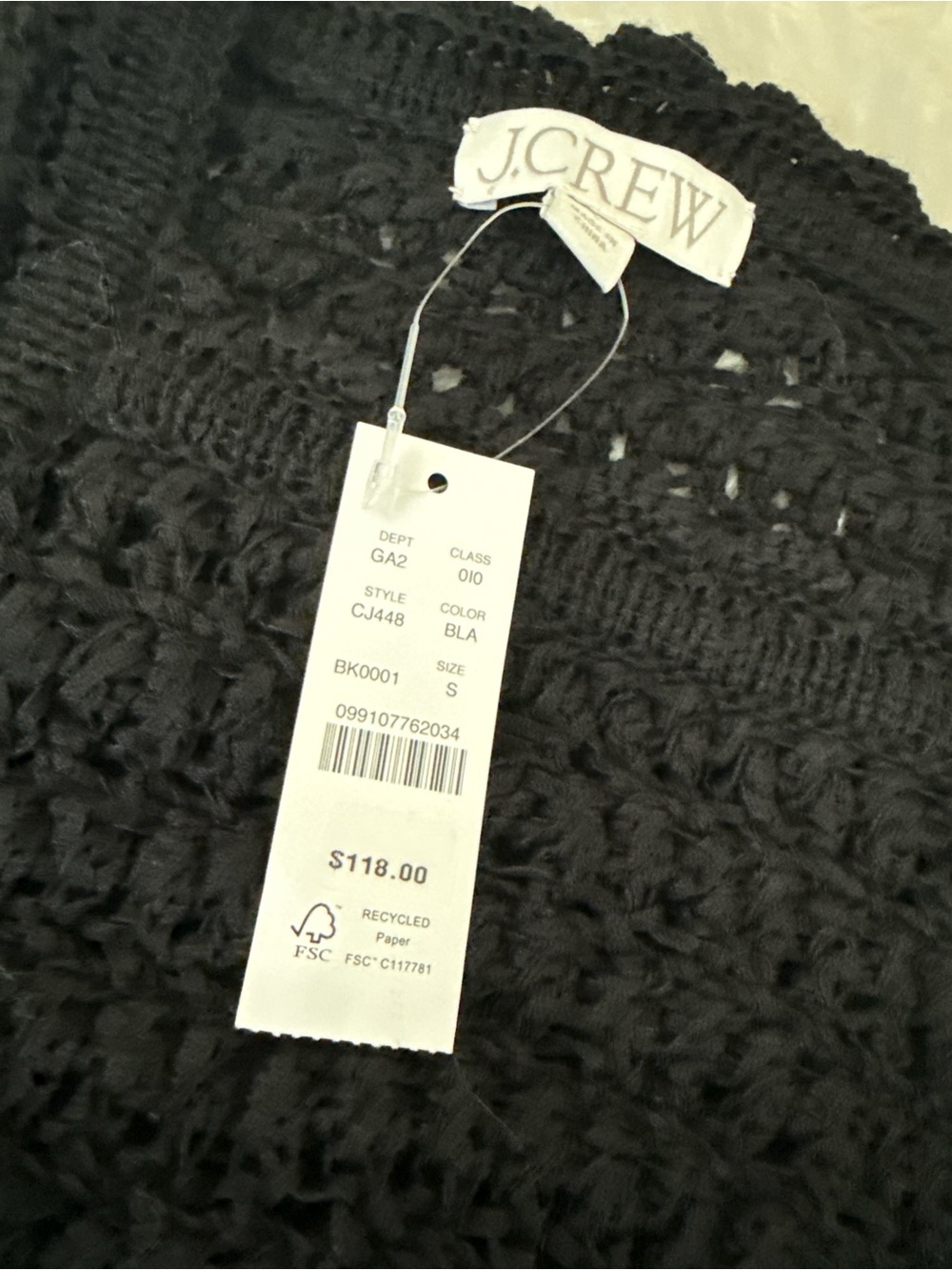 J. Crew Black Crochet Sleeveless Knit Shell - Picture 2 of 2